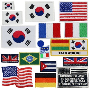 여러가지 나라 국기 와펜 자수 패치 모음