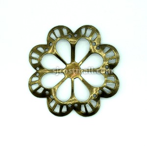 엔틱 골드 입체 네잎클로버 꽃모양 중형 금속 장식