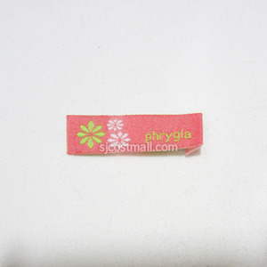국산 핑크 프리지아 꽃무늬 직조 라벨