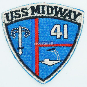 USS MIDWAY 41 방패모양 빈티지 레트로 와펜 자수 패치